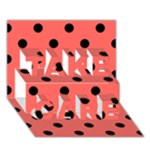 Polka Dots - Black on Pastel Red TAKE CARE 3D Greeting Card (7x5)