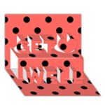 Polka Dots - Black on Pastel Red Get Well 3D Greeting Card (7x5)