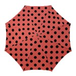 Polka Dots - Black on Pastel Red Golf Umbrella