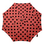 Polka Dots - Black on Pastel Red Hook Handle Umbrella (Medium)