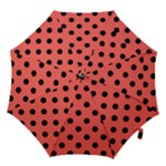 Polka Dots - Black on Pastel Red Hook Handle Umbrella (Large)
