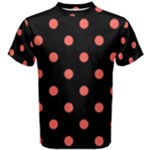 Polka Dots - Pastel Red on Black Men s Cotton Tee
