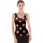 Polka Dots - Pastel Red on Black Tank Top