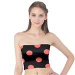 Polka Dots - Pastel Red on Black Tube Top