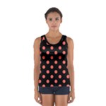 Polka Dots - Pastel Red on Black Women s Sport Tank Top