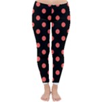 Polka Dots - Pastel Red on Black Winter Leggings
