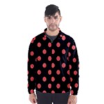 Polka Dots - Pastel Red on Black Wind Breaker (Men)