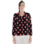 Polka Dots - Pastel Red on Black Wind Breaker (Women)