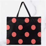 Polka Dots - Pastel Red on Black Zipper Large Tote Bag