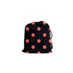 Polka Dots - Pastel Red on Black Drawstring Pouch (XS)