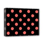 Polka Dots - Pastel Red on Black Deluxe Canvas 14  x 11  (Stretched)