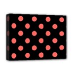Polka Dots - Pastel Red on Black Deluxe Canvas 16  x 12  (Stretched)