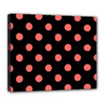 Polka Dots - Pastel Red on Black Deluxe Canvas 24  x 20  (Stretched)