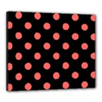 Polka Dots - Pastel Red on Black Canvas 24  x 20  (Stretched)