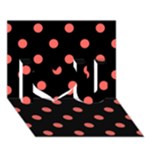 Polka Dots - Pastel Red on Black I Love You 3D Greeting Card (7x5)