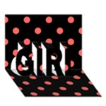 Polka Dots - Pastel Red on Black GIRL 3D Greeting Card (7x5)