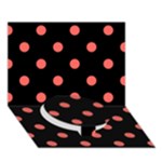 Polka Dots - Pastel Red on Black Circle Bottom 3D Greeting Card (7x5)