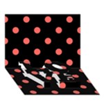 Polka Dots - Pastel Red on Black LOVE Bottom 3D Greeting Card (7x5)