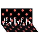 Polka Dots - Pastel Red on Black #1 DAD 3D Greeting Card (8x4)