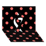 Polka Dots - Pastel Red on Black Ribbon 3D Greeting Card (7x5)