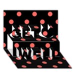 Polka Dots - Pastel Red on Black Get Well 3D Greeting Card (7x5)