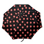 Polka Dots - Pastel Red on Black Folding Umbrella