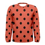 Polka Dots - Black on Tomato Red Men s Long Sleeve T-shirt