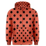 Polka Dots - Black on Tomato Red Men s Zipper Hoodie