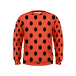 Polka Dots - Black on Tomato Red Kid s Sweatshirt