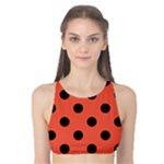 Polka Dots - Black on Tomato Red Tank Bikini Top