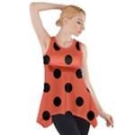 Polka Dots - Black on Tomato Red Side Drop Tank Tunic
