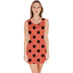 Polka Dots - Black on Tomato Red Bodycon Dress