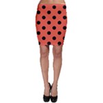 Polka Dots - Black on Tomato Red Bodycon Skirt