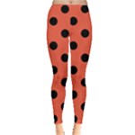 Polka Dots - Black on Tomato Red Women s Leggings