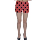 Polka Dots - Black on Tomato Red Skinny Shorts