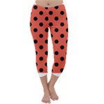 Polka Dots - Black on Tomato Red Capri Winter Leggings