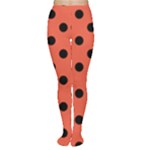 Polka Dots - Black on Tomato Red Women s Tights