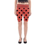 Polka Dots - Black on Tomato Red Yoga Cropped Leggings