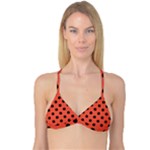 Polka Dots - Black on Tomato Red Reversible Tri Bikini Top