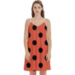 Polka Dots - Black on Tomato Red Women s Reversible Sports Bra with Border