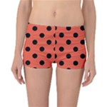 Polka Dots - Black on Tomato Red Reversible Boyleg Bikini Bottoms