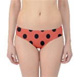 Polka Dots - Black on Tomato Red Hipster Bikini Bottoms