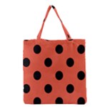 Polka Dots - Black on Tomato Red Grocery Tote Bag