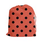 Polka Dots - Black on Tomato Red Drawstring Pouch (XXl)