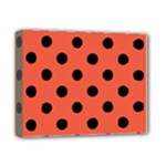 Polka Dots - Black on Tomato Red Deluxe Canvas 14  x 11  (Stretched)