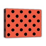 Polka Dots - Black on Tomato Red Deluxe Canvas 16  x 12  (Stretched)