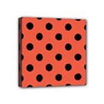 Polka Dots - Black on Tomato Red Mini Canvas 4  x 4  (Stretched)