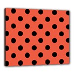Polka Dots - Black on Tomato Red Canvas 24  x 20  (Stretched)