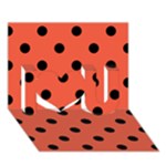 Polka Dots - Black on Tomato Red I Love You 3D Greeting Card (7x5)