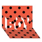 Polka Dots - Black on Tomato Red BOY 3D Greeting Card (7x5)